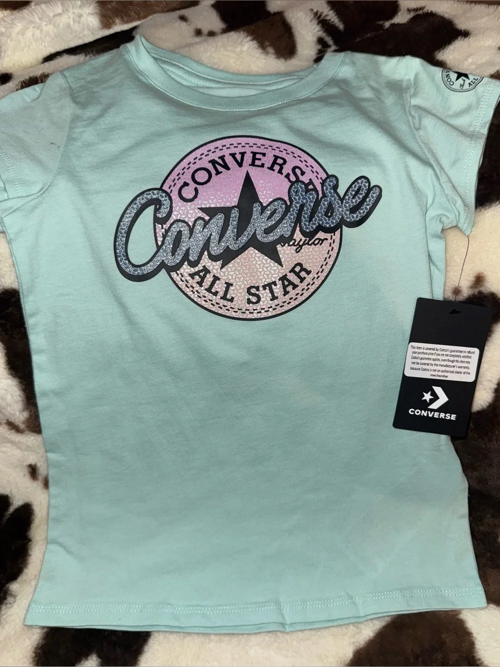 Converse Kids Set of 3 Coral Orange, Turquoise, and Purple graphic tees size 5